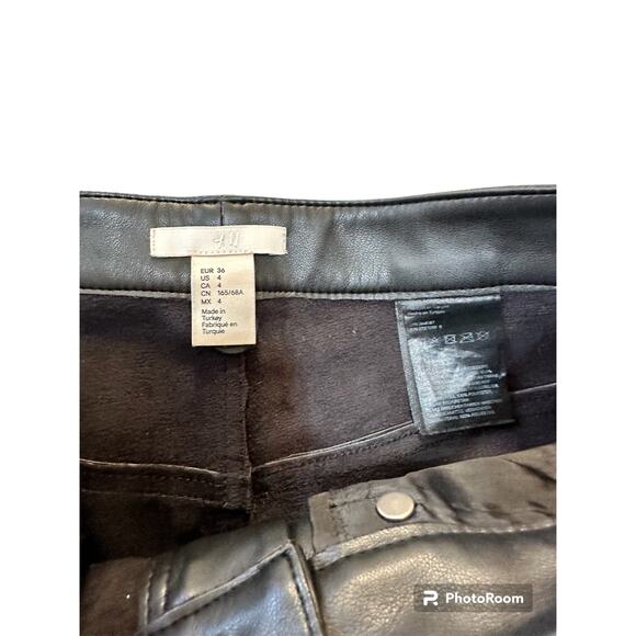 H&M Wide Leg Faux Leather Pants Black - Picture 2 of 5
